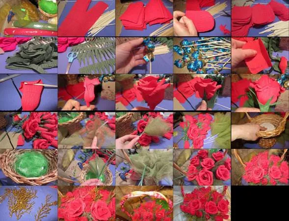 Розы из гофрированной бумаги мк �� как делать объемные цветочки на стену из крепированной гофры, пошаговое видео