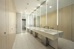 commercial restroom design - Google 搜尋 More School Bathroom, Steam Showers Bathroom, Washroom, Contemporary Bathroom Lighting, Modern Sconces, Restroom Design