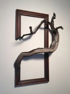 Wood frame with grafted manzanita branch Wood Frames, Art Frames, Art Decor, Driftwood Art