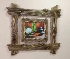 Картина под старину Rustic Frames, Wooden Picture Frames, Simple Photo Frame, Handmade Photo Frames, Small Wood Projects, Rustic Design