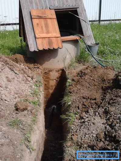 Обычно трубу ведут от колодца или скважины.